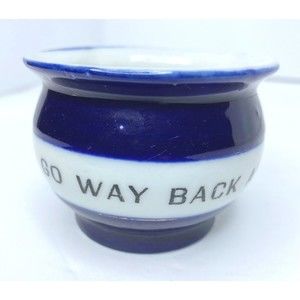 Vintage Miniature Lustreware CHAMBER POT "Go Way Back And Sit Down" Blue